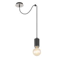 Hängeleuchte H: 160 Cm 1-Flammig, Holz/ Metall - Schwarz, Basics, Holz/Metall (12/160cm) - Globo