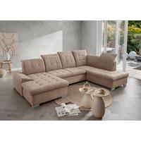 Wohnlandschaft Zira Hellbraun U: 169x330x212cm - Chromfarben/Hellbraun, MODERN, Textil (169/330/212cm) - Livetastic