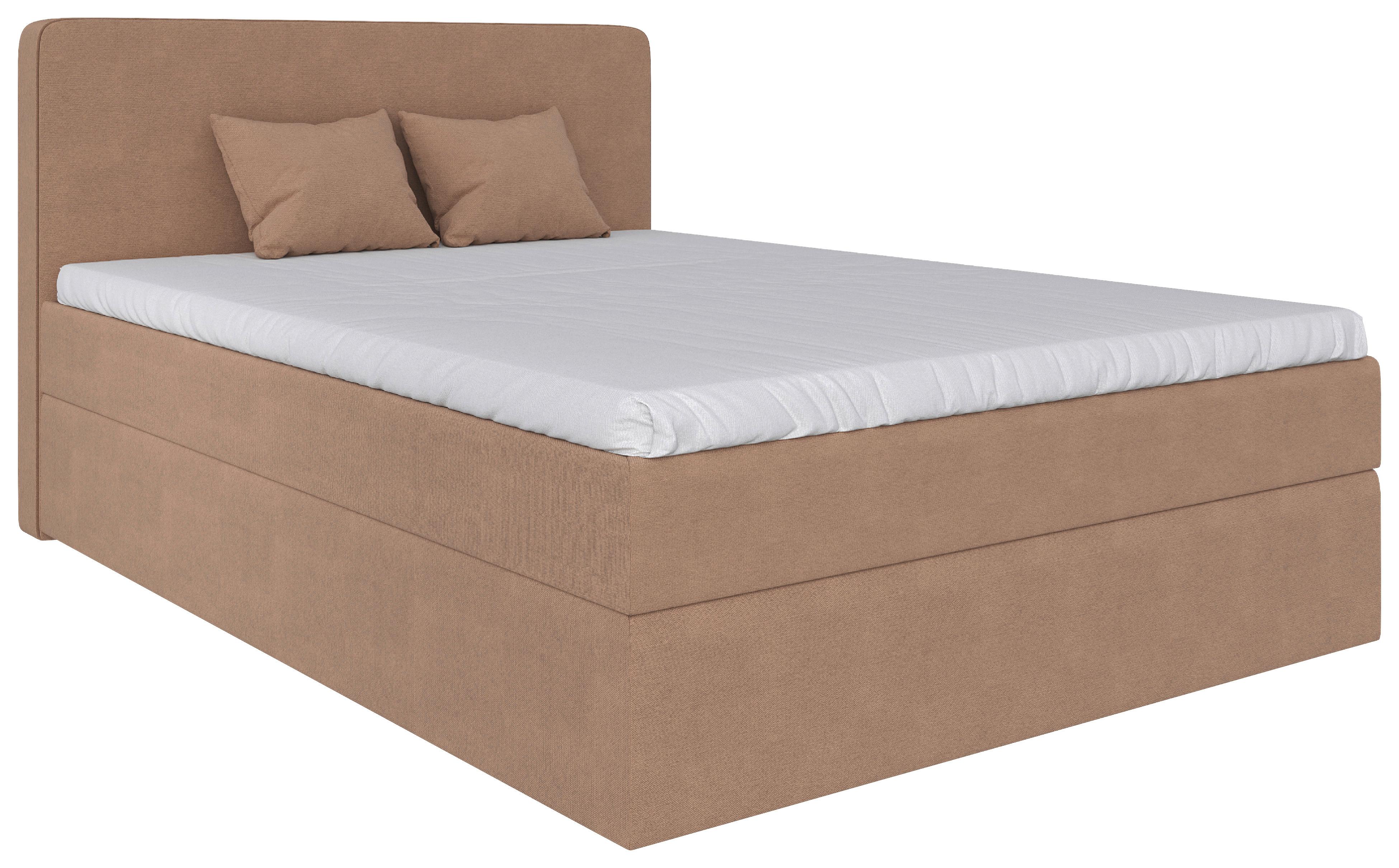Boxbett Jubi 160-C - Hellbraun/Schwarz, KONVENTIONELL, Holz/Textil (160/200cm)