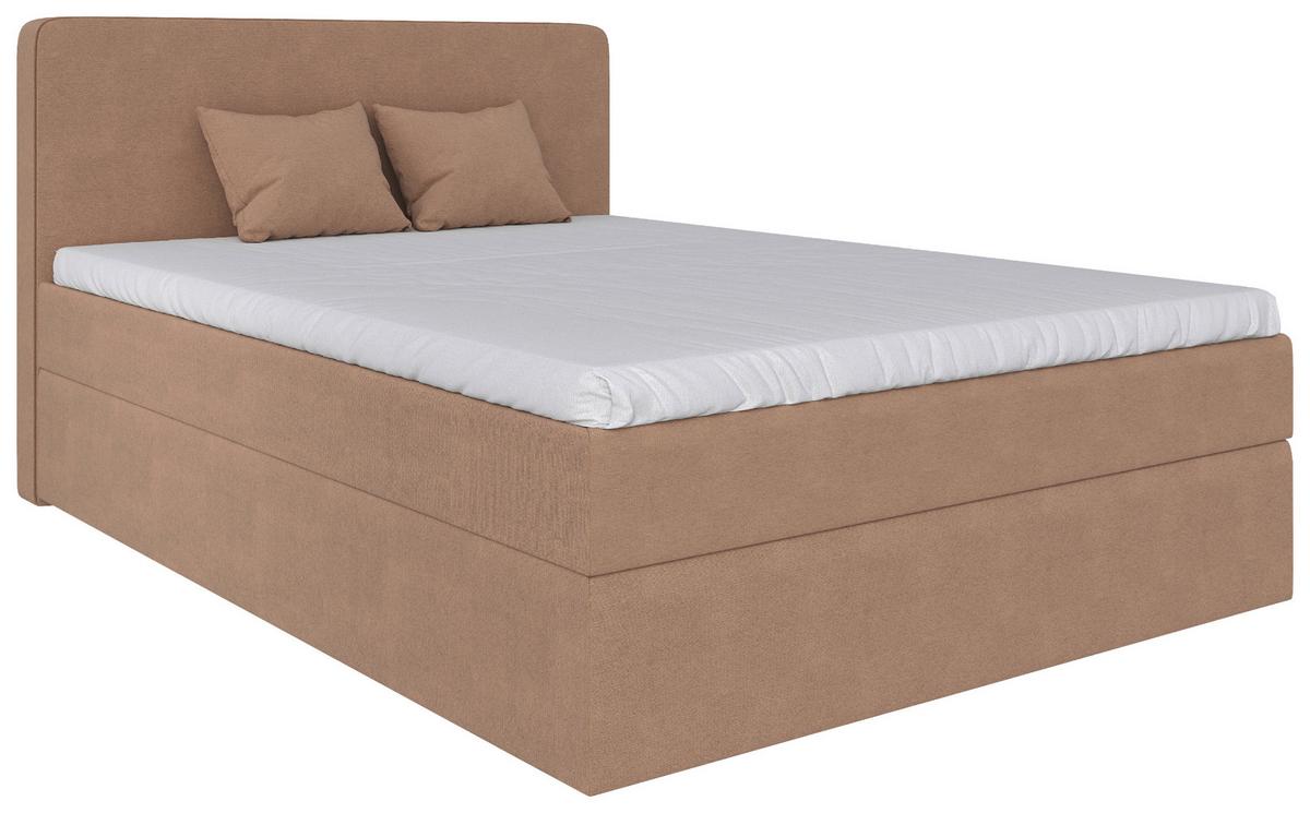 Boxbett Jubi 160-C - Hellbraun/Schwarz, KONVENTIONELL, Holz/Textil (160/200cm)