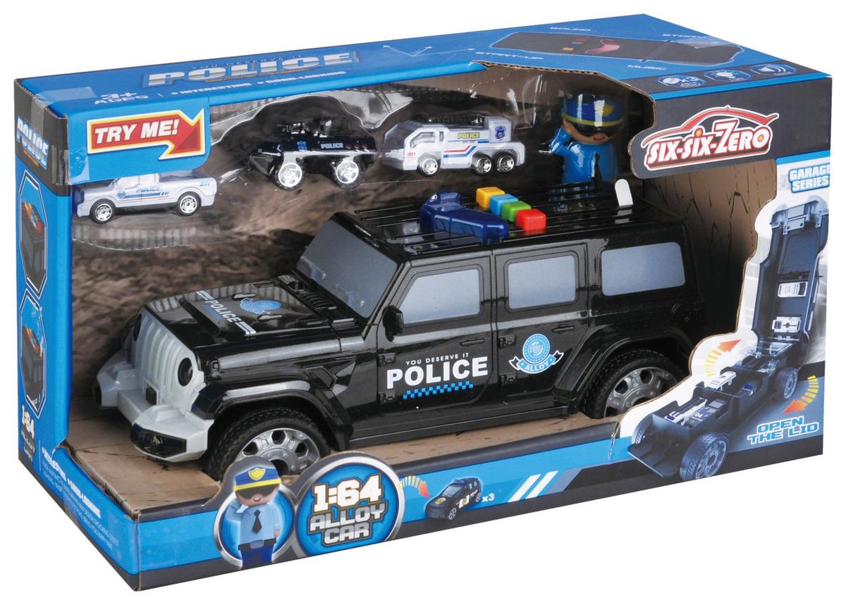 Spielzeug-Auto Jeep Polizei mit Geräusch- und Lichteffekte - Schwarz, Basics, Kunststoff/Metall (35,5/18/19,8cm)