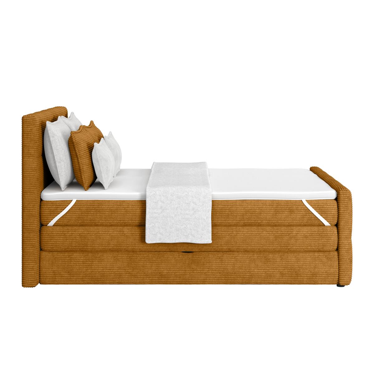 Boxspringbett Mit Topper & Bettkasten 140x200 Medino - Senfgelb, KONVENTIONELL, Holz/Holzwerkstoff (140/200cm)