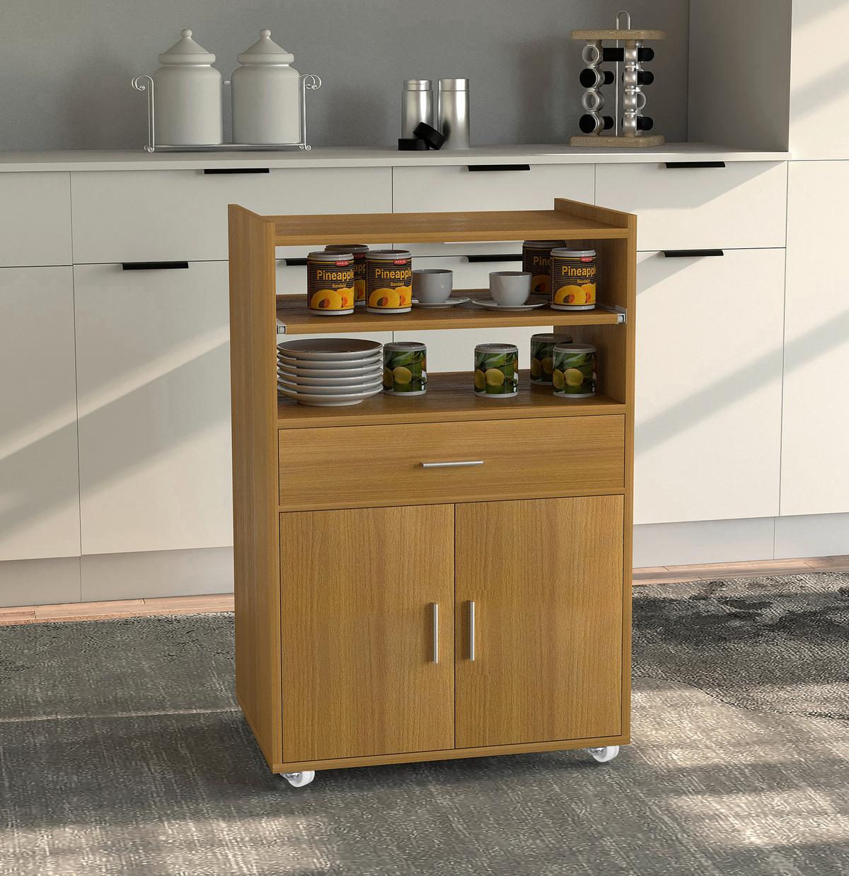 Servierwagen Kiola Buche Dekor B: 59 cm - Buchefarben, Basics, Holzwerkstoff/Kunststoff (59/92/40cm) - MID.YOU