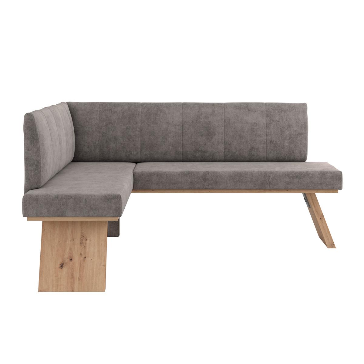 Eckbank Emma Ii Webstoff Weiß, B: 140 Cm - Eichefarben/Grau, KONVENTIONELL, Holzwerkstoff/Textil (140/160cm)