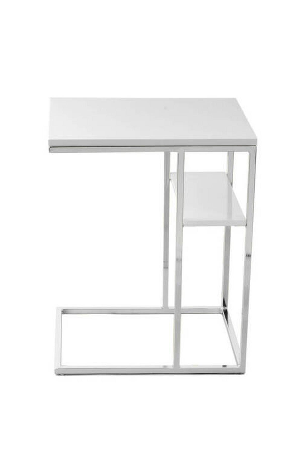 Beistelltisch mit Ablagefach Lucilla, Weiß/Silber - Silberfarben/Weiß, MODERN, Metall (48/35/62cm) - Kayoom