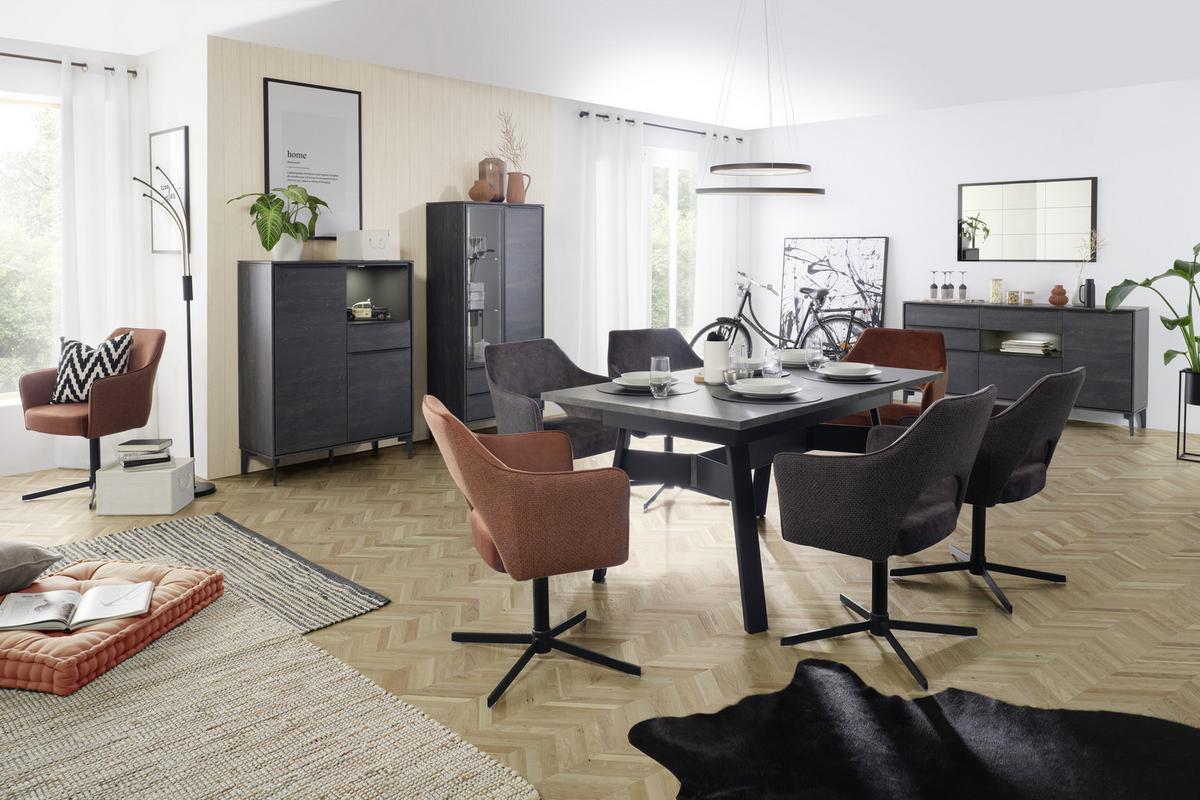 Vitrine in Anthrazit - černá/antracitová, Moderní, kov/kompozitní dřevo (73/159/40cm) - Premium Living