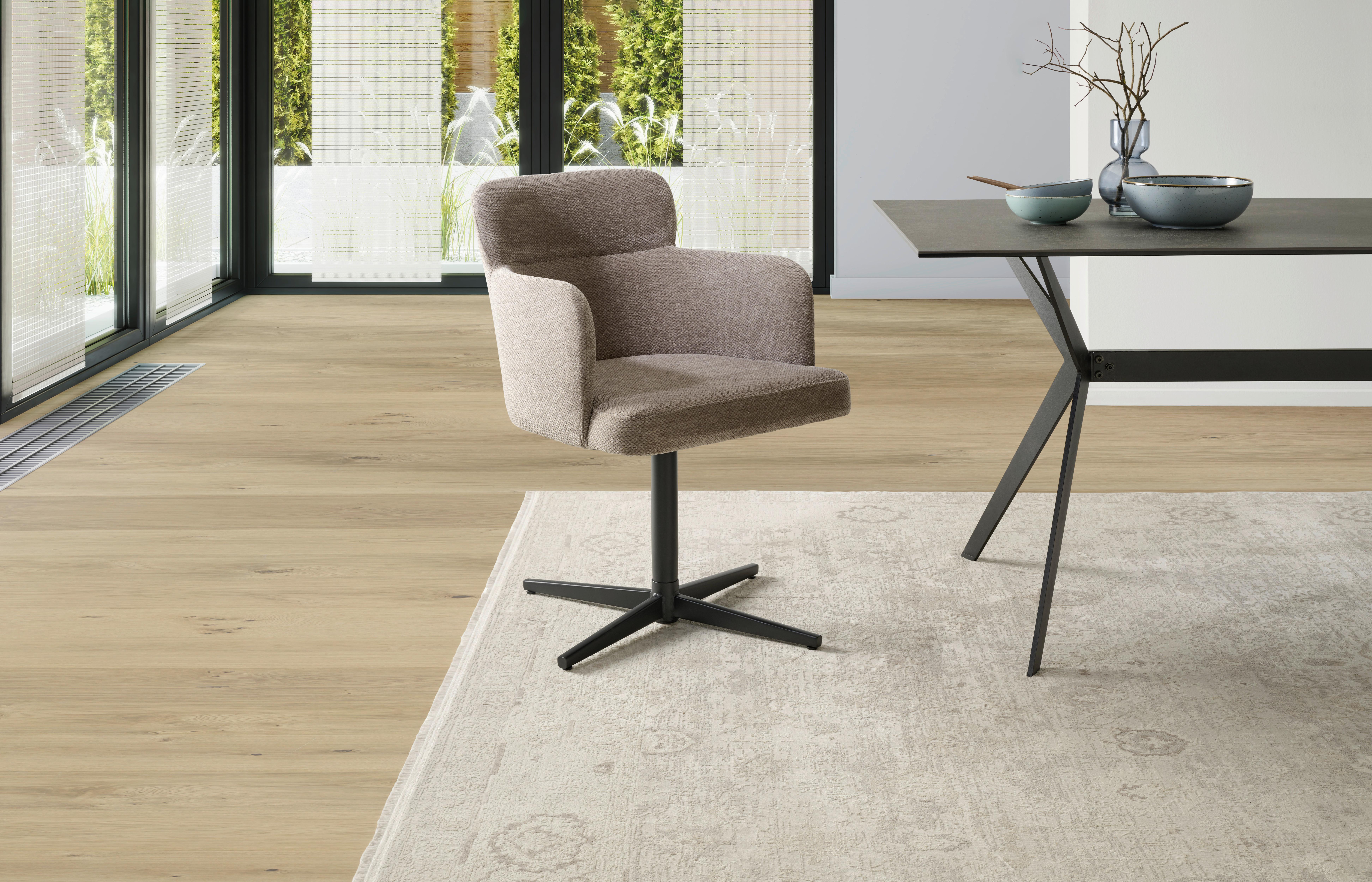 Armlehnstuhl Matteo Webstoff Braun, B: 58,5 Cm - Schwarz/Braun, KONVENTIONELL, Holz/Textil (58,5/85/63cm) - Livetastic