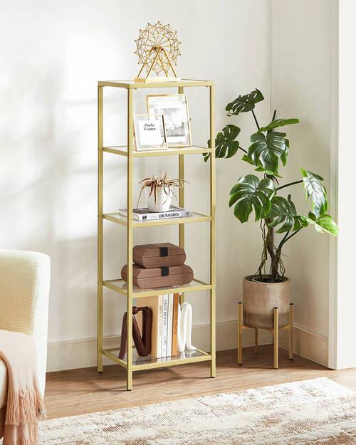 Regal B: 40 Cm Goldfarben - Goldfarben, Trend, Glas/Metall (40/124,5/30cm) - Boxxx