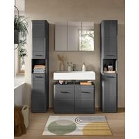 Badezimmer Soft Grau Hg B: 150 Cm - Grau Hochglanz/Schwarz, MODERN, Holzwerkstoff (150cm) - MID.YOU
