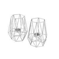 Teelichthalter-Set Eisen Silberfarben - Silberfarben, Basics, Metall (9,5cm) - Echtwerk
