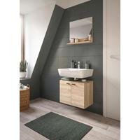 Badezimmer Boston Sonoma Eiche Dekor B: 57 cm - Schwarz/Sonoma Eiche, MODERN, Glas/Holzwerkstoff (57cm) - MID.YOU