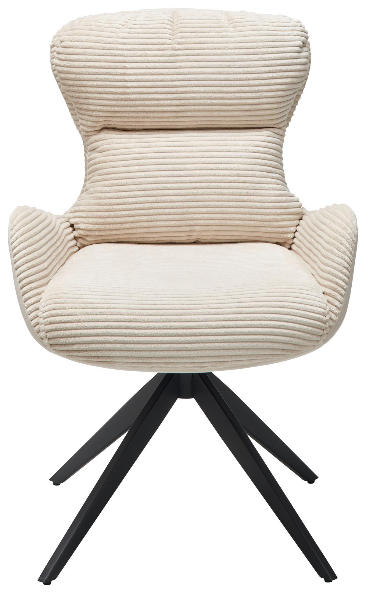 Armlehnstuhl Vanja - Beige/Schwarz, LIFESTYLE, Textil/Metall (58/88/68cm) - MID.YOU