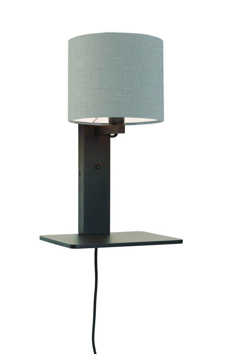 Wandleuchte Andes/W1/B/1815/Lg - Hellgrau/Schwarz, Trend, Holz/Textil (19/24/36cm) - Good & Mojo