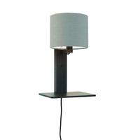 Wandleuchte Andes/W1/B/1815/Lg - Hellgrau/Schwarz, Trend, Holz/Textil (19/24/36cm) - Good & Mojo