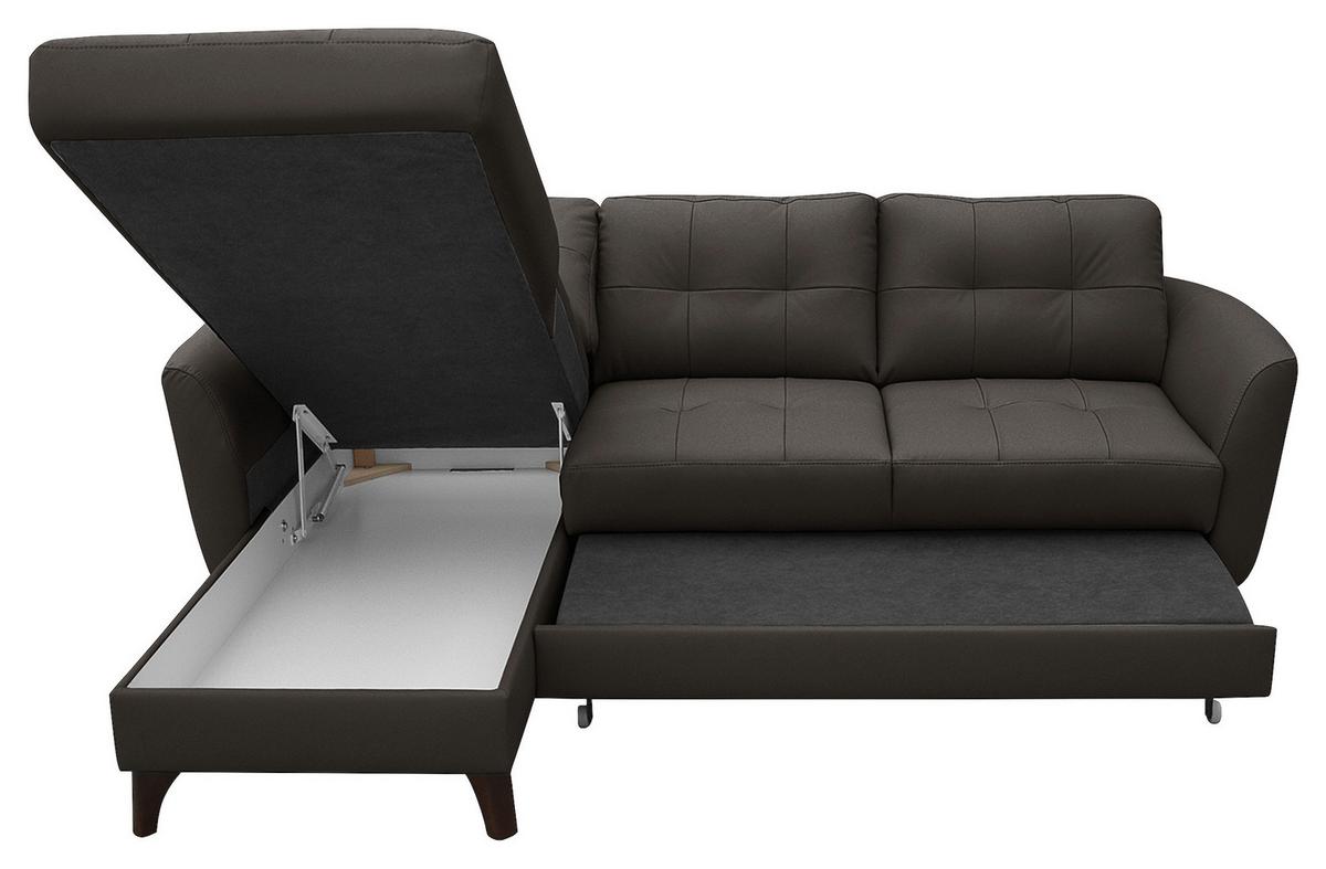 Ecksofa Nordic Dunkelbraun S: 168x238 cm - Dunkelbraun/Buchefarben, Design, Leder/Textil (168/238cm) - Livetastic