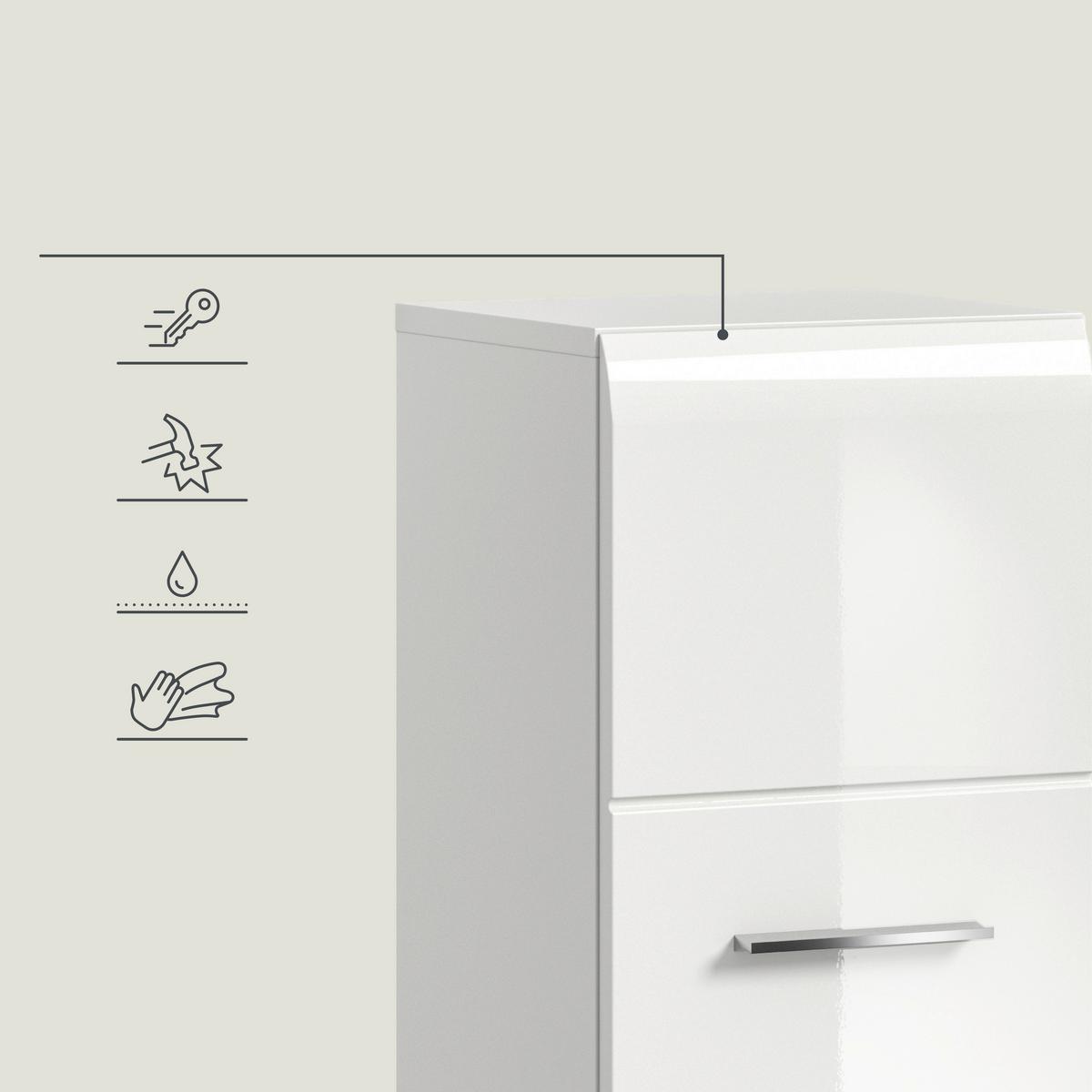 Unterschrank Ice Weiß/Weiß Hg B: 30 cm - Weiß Hochglanz/Schwarz, MODERN, Holzwerkstoff (30/106/30cm) - MID.YOU