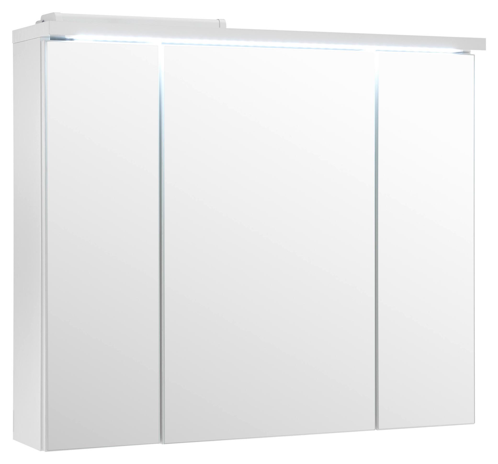 Spiegelschrank Pool Mit Led- Beleuchtung 3 Türen - Weiß, Basics, Glas/Holzwerkstoff (80/69/20cm) - Livetastic