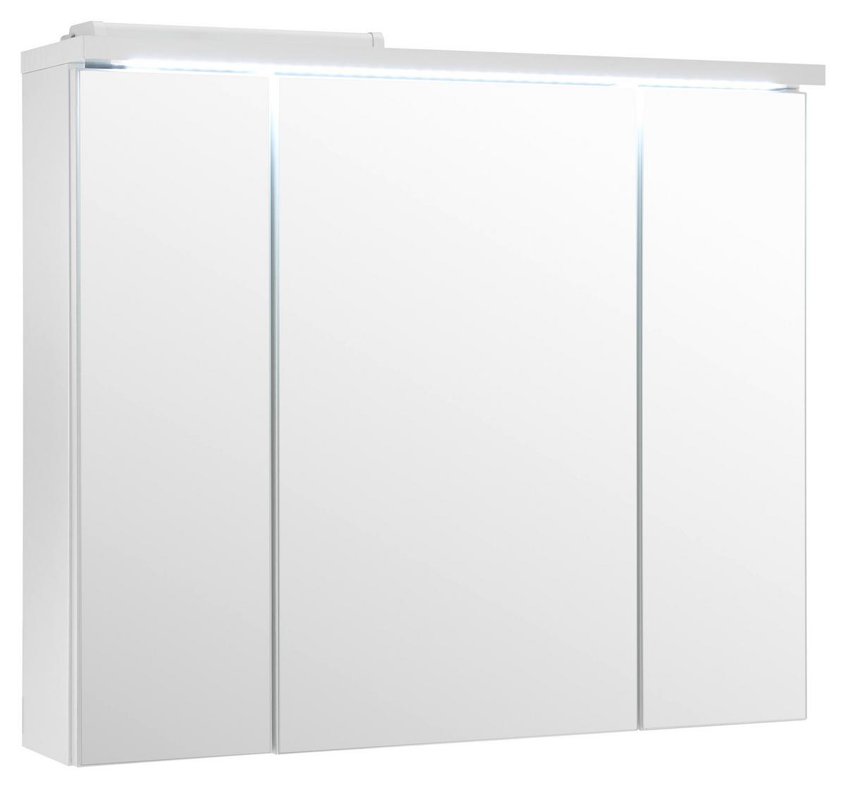 Spiegelschrank Pool Mit Led- Beleuchtung 3 Türen - Weiß, Basics, Glas/Holzwerkstoff (80/69/20cm) - Livetastic