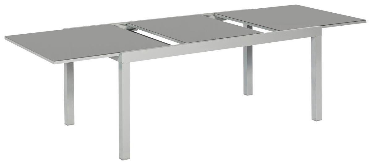 Gartentisch ausziehbar Metall/Glas L 200-300 cm - Silberfarben/Grau, KONVENTIONELL, Glas/Metall (200-300/110/75cm) - Gardenson
