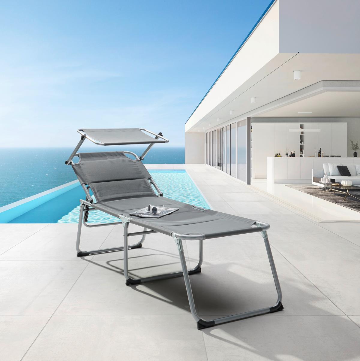 ZAHRADNÍ LEHÁTKO HARALD - šedá, Moderní, kov/textil (196/45/59cm) - Mömax