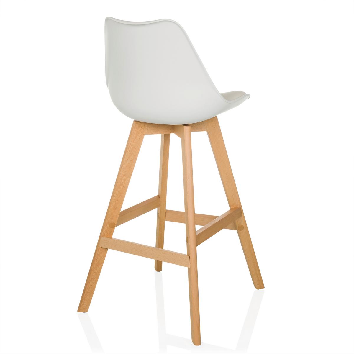 Barhocker-Set Scandi High Weiß B: 51 cm - Buchefarben/Weiß, MODERN, Holz/Kunststoff (51/99/51cm) - MID.YOU