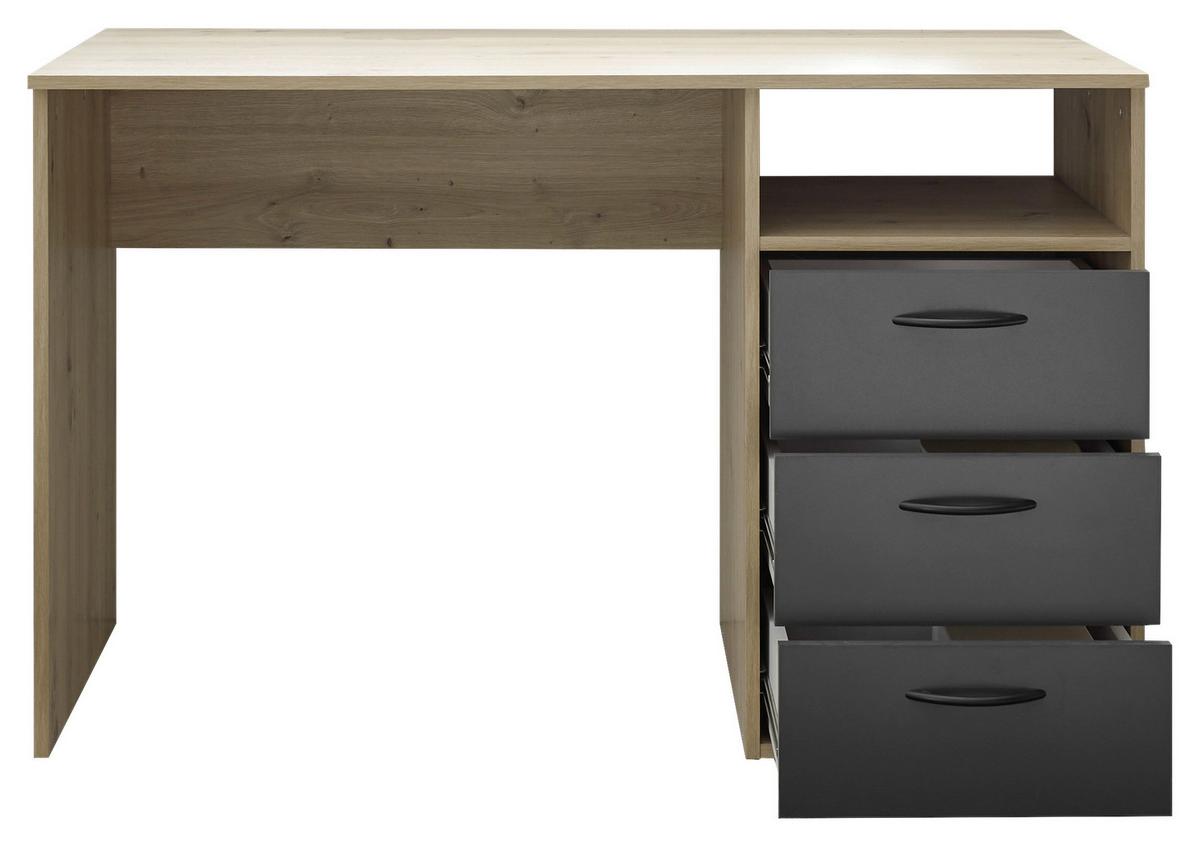 Schreibtisch Liam - Graphitfarben/Eiche Artisan, KONVENTIONELL, Holzwerkstoff (120/54/75cm)