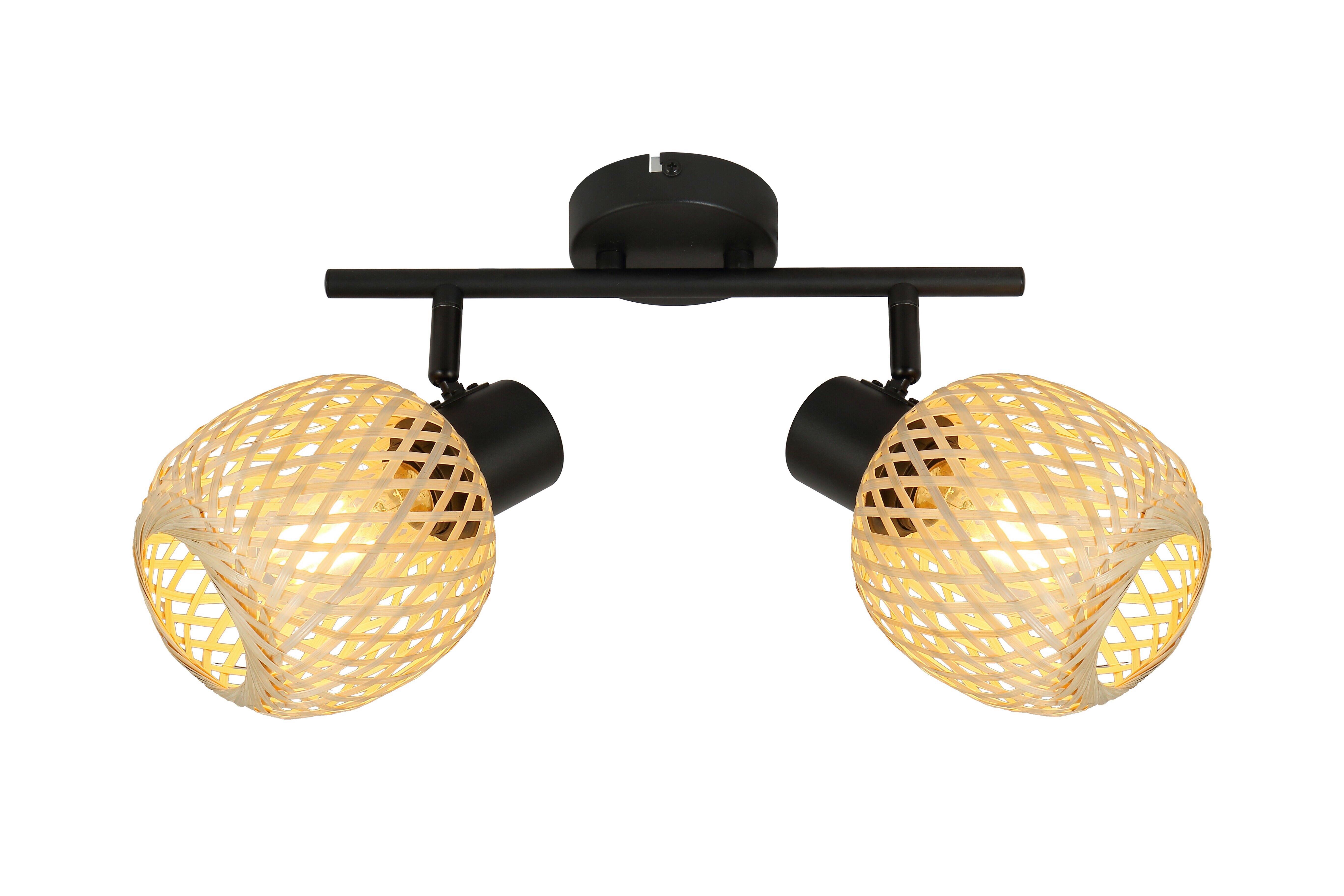 Strahler Natur - Beige/Schwarz, MODERN, Naturmaterialien/Metall (30/12/17cm)