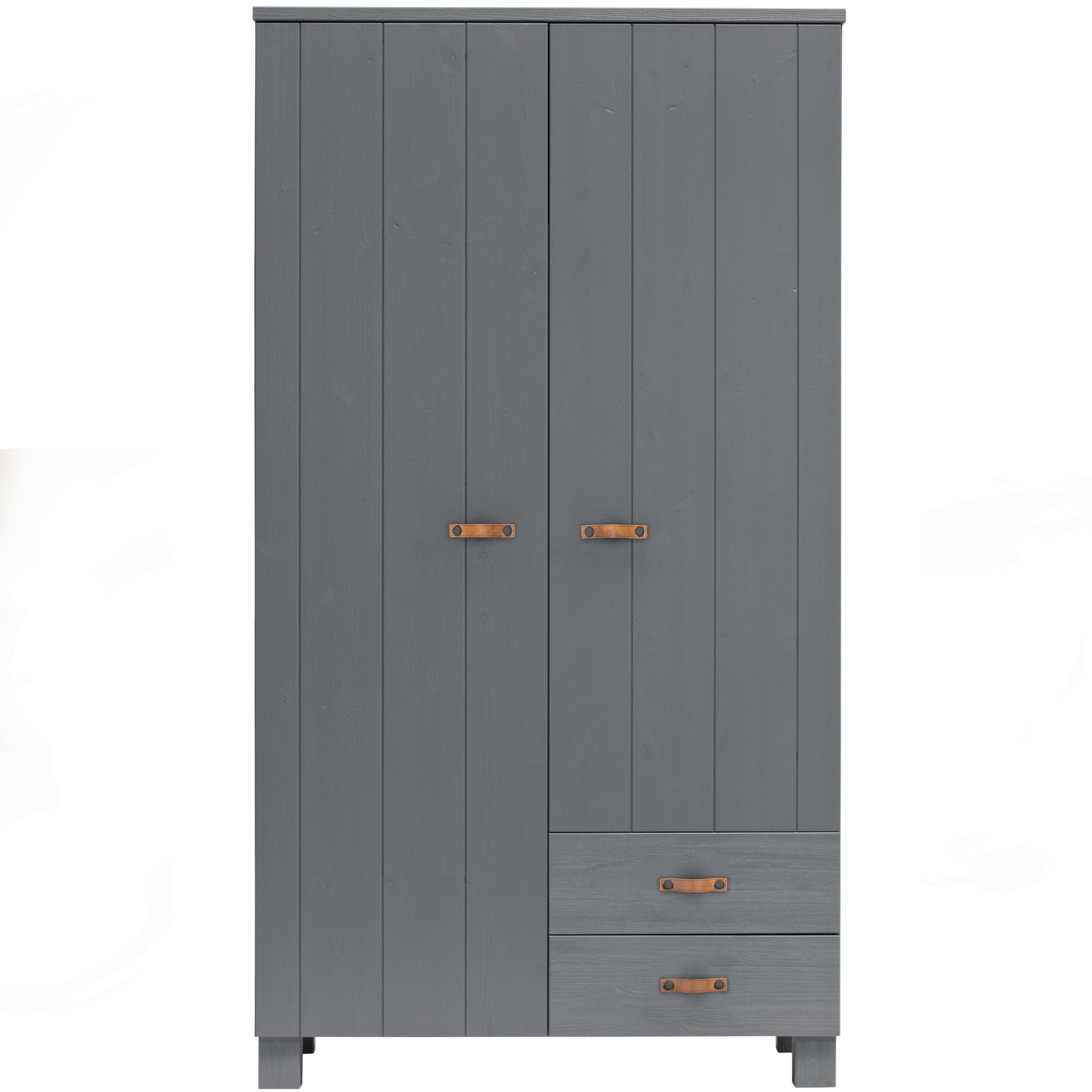 Garderobenschrank Dennis Dunkelgrau B: 111 cm - Dunkelgrau/Kupferfarben, Design, Holz (111/202/55cm) - Livetastic