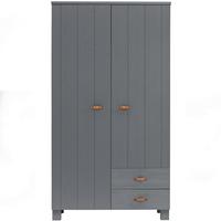 Garderobenschrank Dennis Dunkelgrau B: 111 Cm - Dunkelgrau/Kupferfarben, Design, Holz (111/202/55cm) - Livetastic