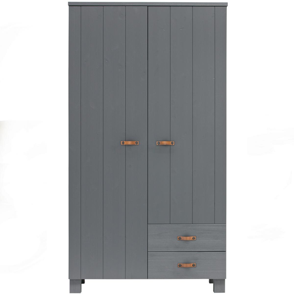 Garderobenschrank Dennis Dunkelgrau B: 111 Cm - Dunkelgrau/Kupferfarben, Design, Holz (111/202/55cm) - Livetastic