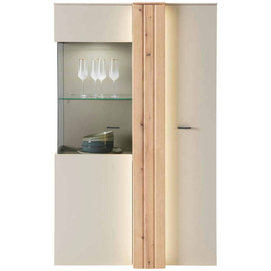 Vitrine Santana inkl. LED Kieselgrau/Eiche Dekor
