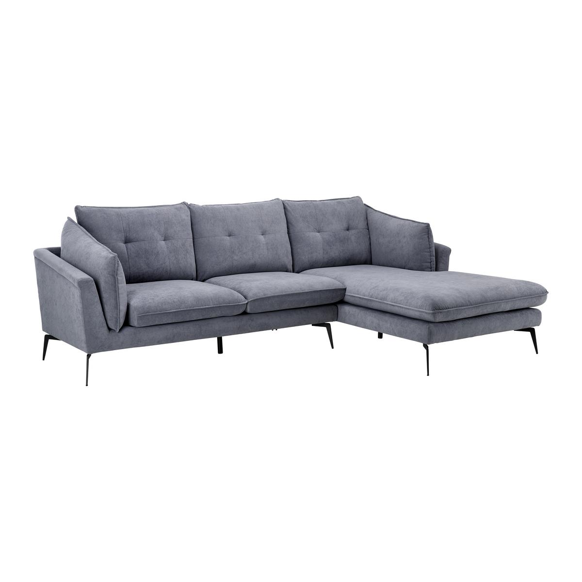 Sedací souprava SANDRO šedá - šedá/černá, Moderní, kov/dřevo (258/86/160cm) - Bessagi Home