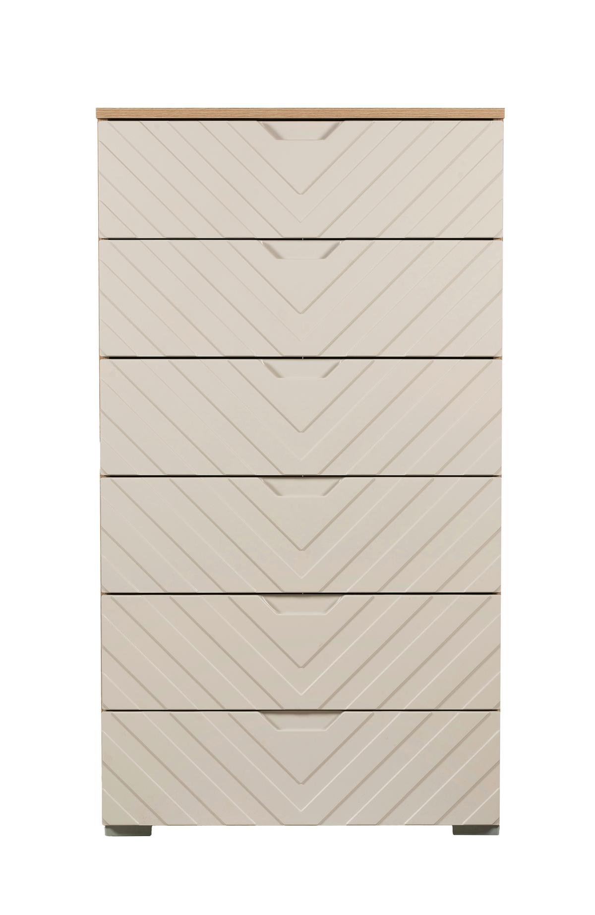 Komoda Sun, farba kašmírová, š: 65 cm - kašmírová/dub artisan, Modern, kompozitné drevo (65/117.6/40cm)