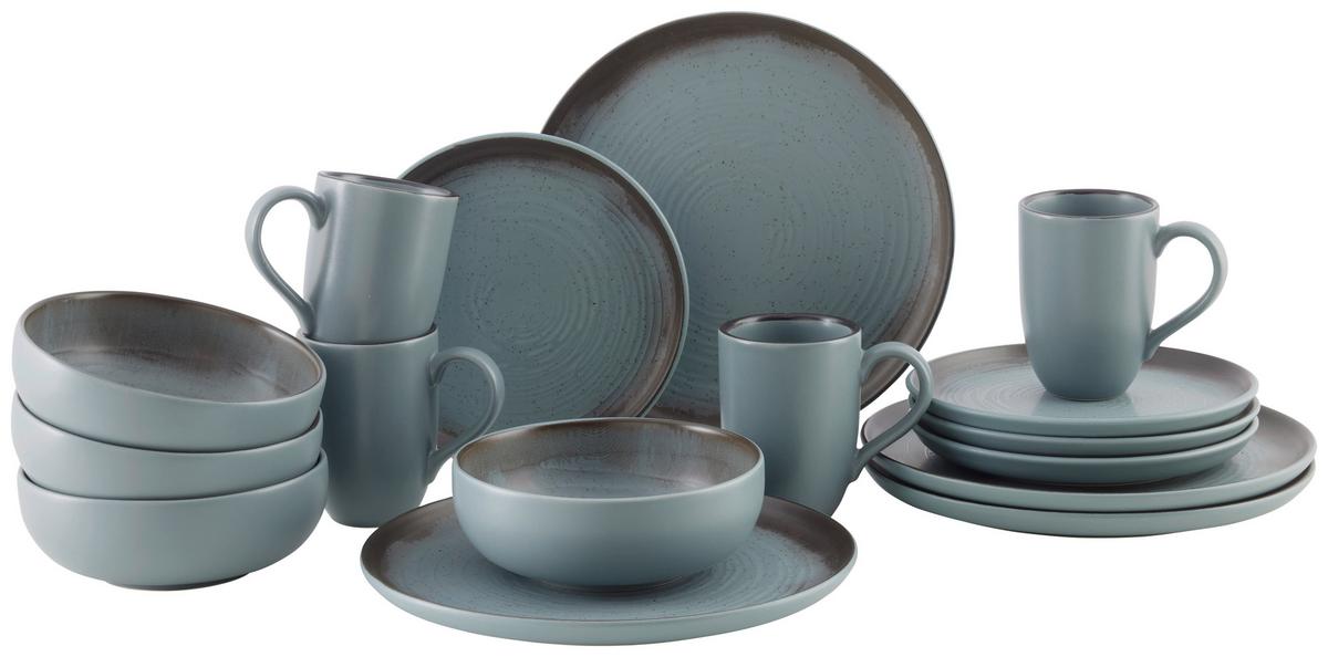 Kombinovaný servis 16-dielny - čierna/zelená, Modern, keramika - Mömax