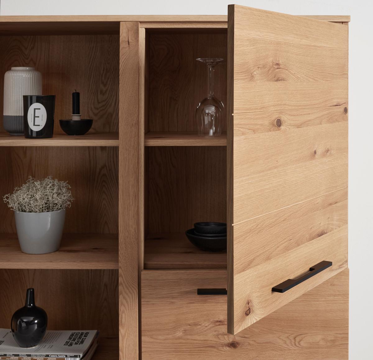 Komoda EMILIO dub - čierna/farba duba, Modern, kov/drevo (115/150/40cm) - Bessagi Home