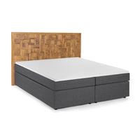 Boxspringbett Naturfarben /Dunkelgrau 180x200cm - Dunkelgrau/Schwarz, Basics, Holz/Textil (180/200cm) - Livetastic