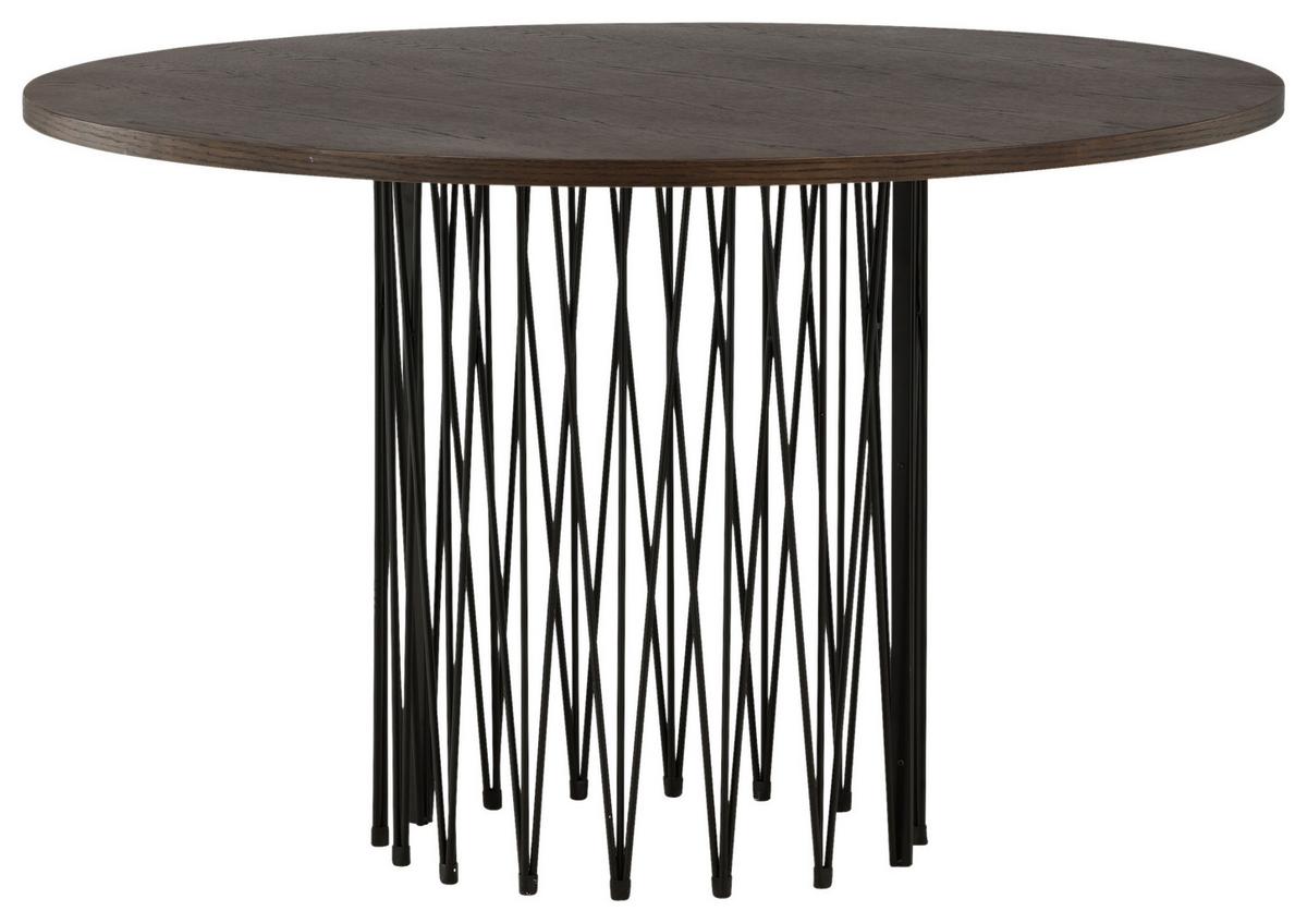 Esstisch Stone - Dunkelbraun/Schwarz, Design, Holzwerkstoff/Metall (120/120/74cm) - Livetastic