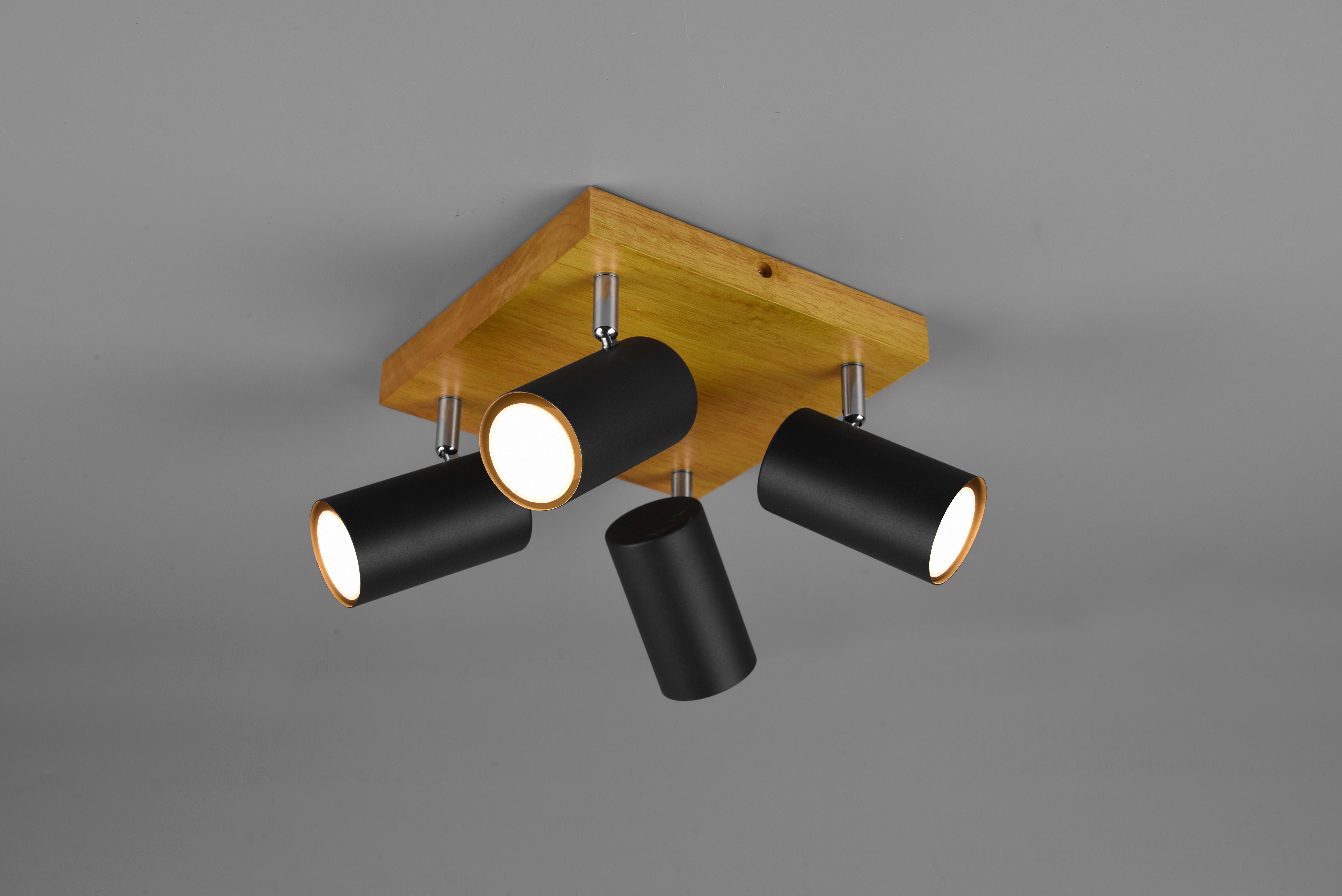 Strahler Spot Marley 4-Flammig L: 22 cm - Schwarz, Design, Holz/Metall (22/16/22cm) - Trio Leuchten