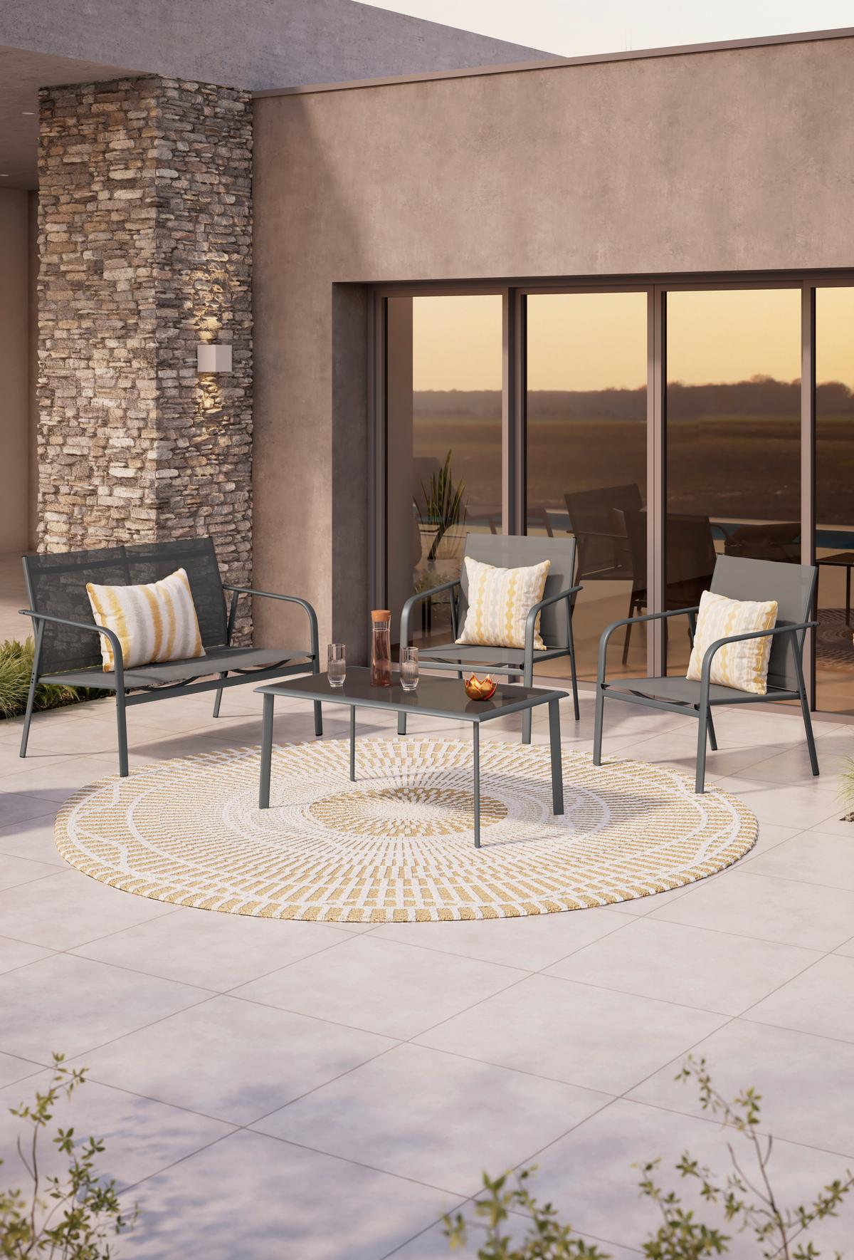 Loungegarnitur Helsinki - Dunkelgrau/Grau, MODERN, Glas/Textil - Luca Bessoni