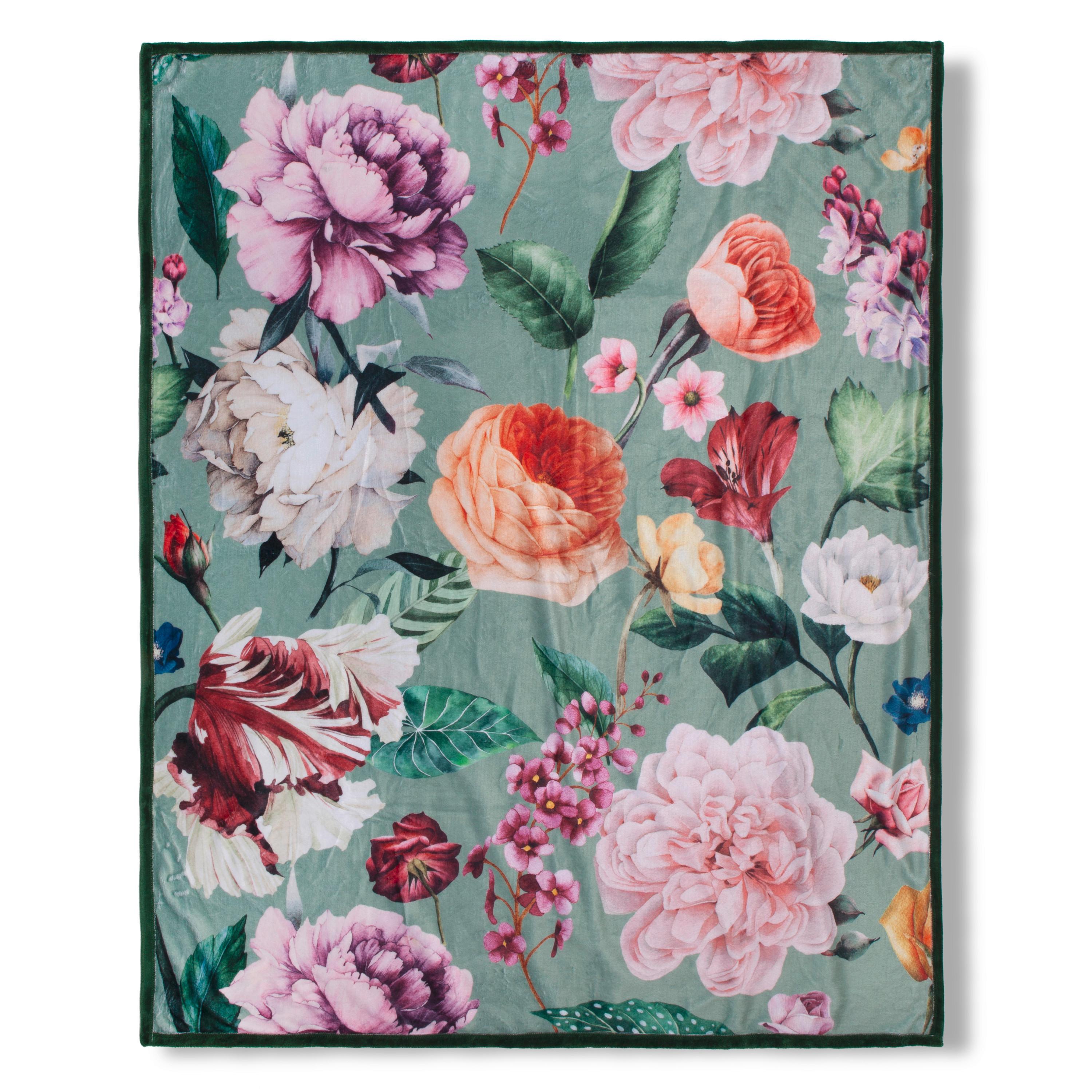 Plaid Fiori 130x160 cm Grün Jadegrün Mauve