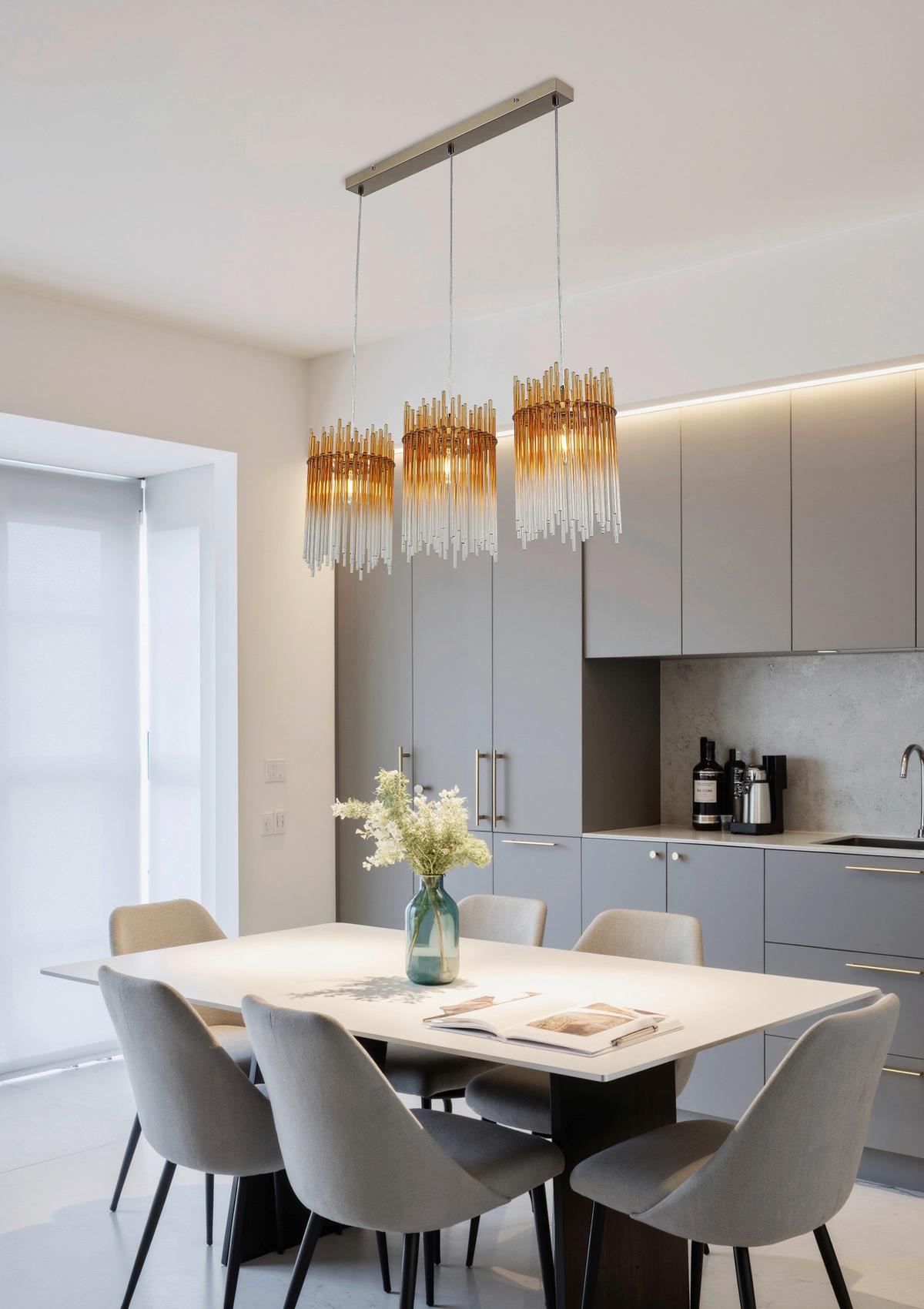 ZÁVĚSNÉ SVÍTIDLO STAB - jantarové barvy/průhledné, Moderní, kov/plast (81/20/150cm)