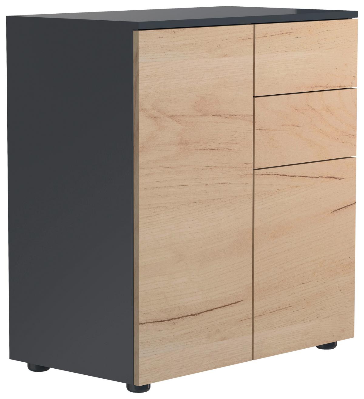 Kommode Dalrosa Anthrazit/Honigeiche Dekor - Honigeiche/Anthrazit, MODERN, Holzwerkstoff (70/77/39cm) - MID.YOU