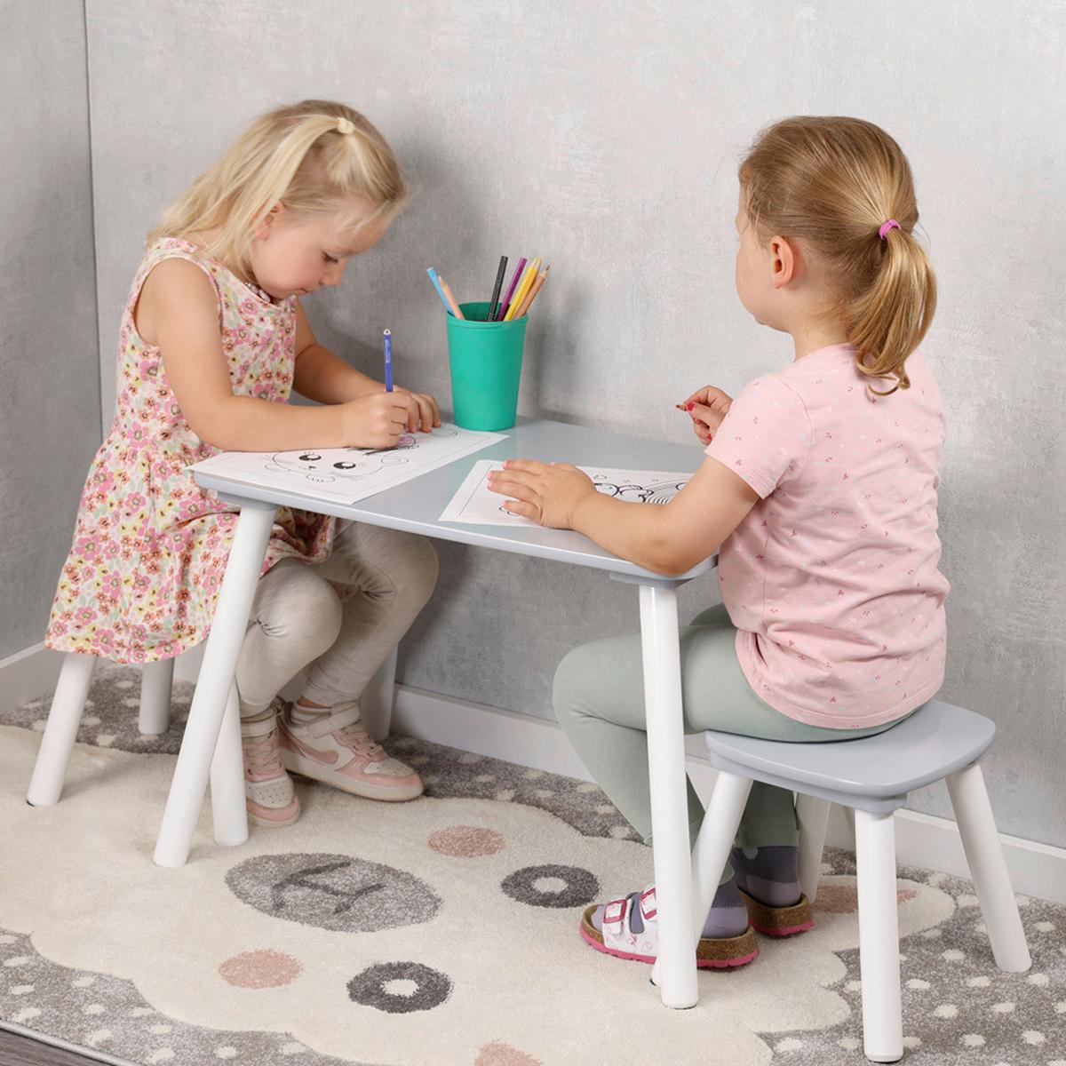 KINDERSITZGRUPPE Grau/Weiß B: 38cm - Hellgrau/Weiß, Basics, Holz/Holzwerkstoff (38/43.5/58cm) - Kesper