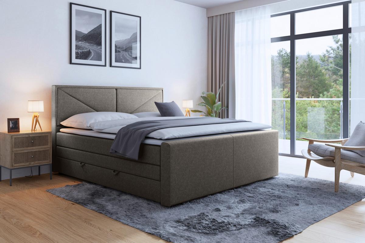 Boxspringbett mit Topper & Bettkasten 180x200 Lima - Silberfarben/Schwarz, MODERN, Karton/Holzwerkstoff (180/200cm) - MID.YOU