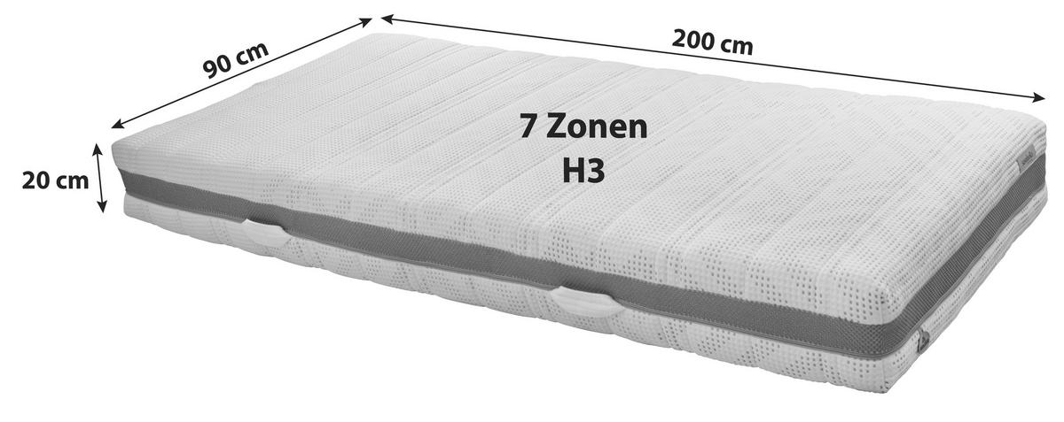 Gelschaummatratze Nashville 90x200 Cm H3 H: 20 Cm - Weiß, Textil (90/200cm) - Sembella