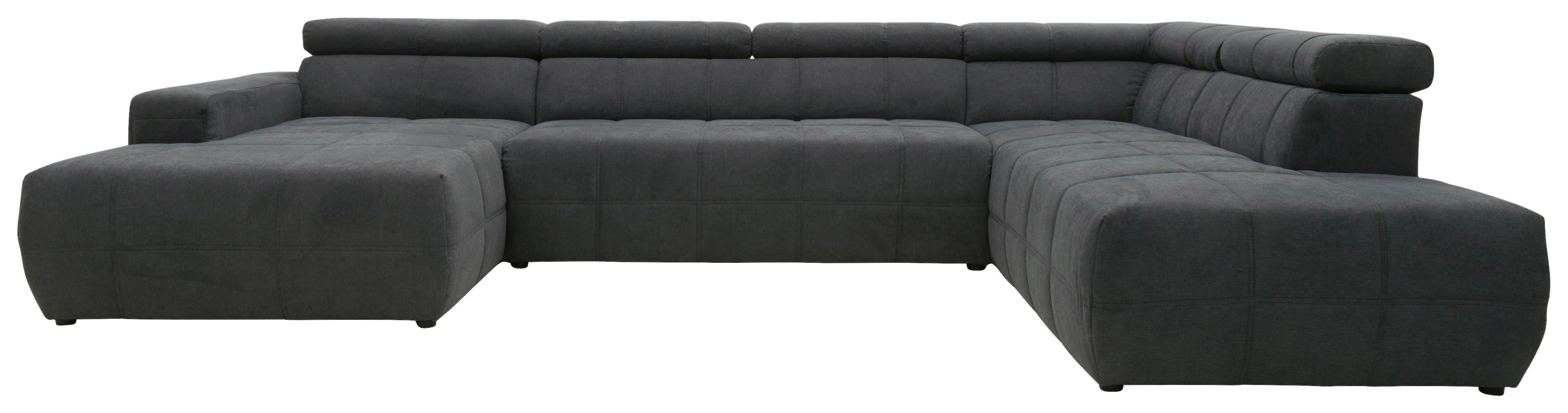 Wohnlandschaft Brandon Kopfteilverstellung Dunkelgrau - Dunkelgrau/Schwarz, Design, Textil (175/359/228cm) - MID.YOU