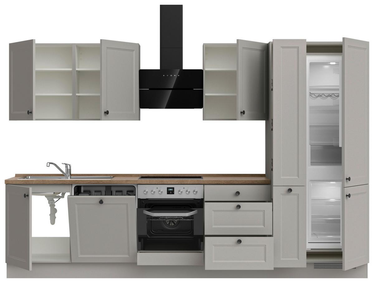 Kuchyňská linka 330 cm, kamenná sivá supermatná - šedá/černá, Moderní, kov/kompozitní dřevo (330cm) - Nobilia