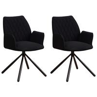 Armlehnstuhl Reims Schwarz Gepolstert 2er-Set - Schwarz, Design, Textil/Metall (56/97/52,5cm) - MID.YOU