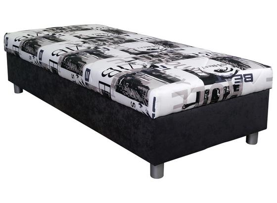 Čalúnená Posteľ Bengi - čierna/biela, textil (91/47/201cm) Čalúnená Posteľ Bengi - čierna/biela, textil (91/47/201cm)