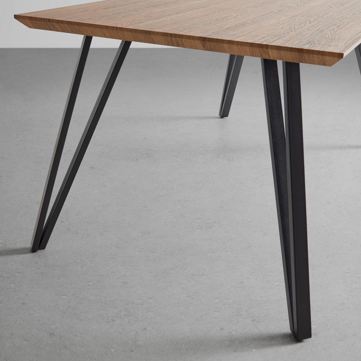 Jídelní stůl Delia 160 - černá/barvy ořechu, Moderní, kov/kompozitní dřevo (160/75/90cm) - P & B